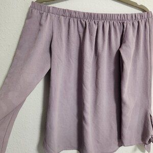 Haute Monde Lavender Purple 💜 Off Shoulder Bow Sleeve Top Small